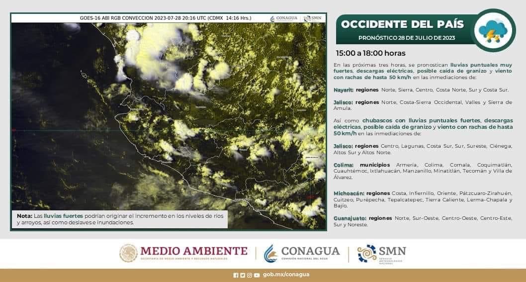 Imagen meteorológica del occidente del país