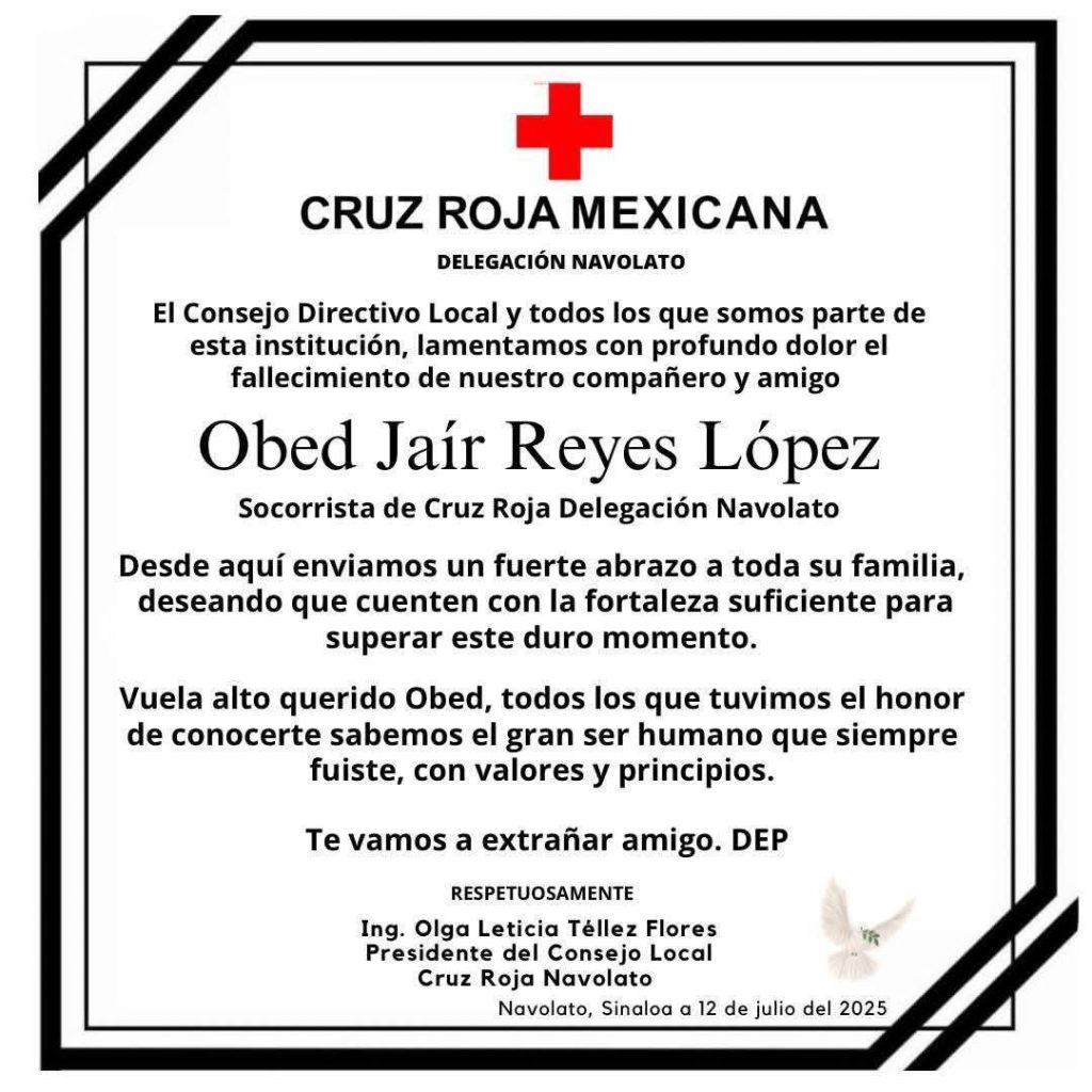 Indignación por el asesinato de un paramédico de Cruz Roja en Navolato 1 Indignación por el asesinato de un paramédico de Cruz Roja en Navolato